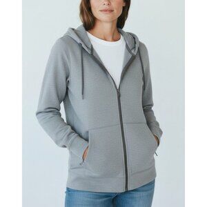 Columbia Womens Heather Gray Full-Zip Hoodie Jacket With Drawstring Hood & Side